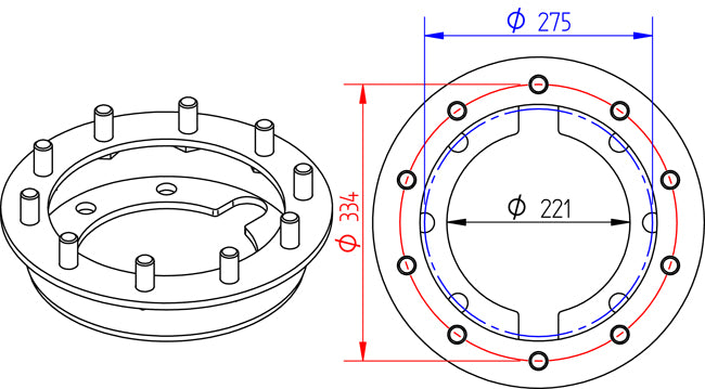 WHE002 - Adaptor for dual mounted wheels 17.5”/19.5” with 8 holes