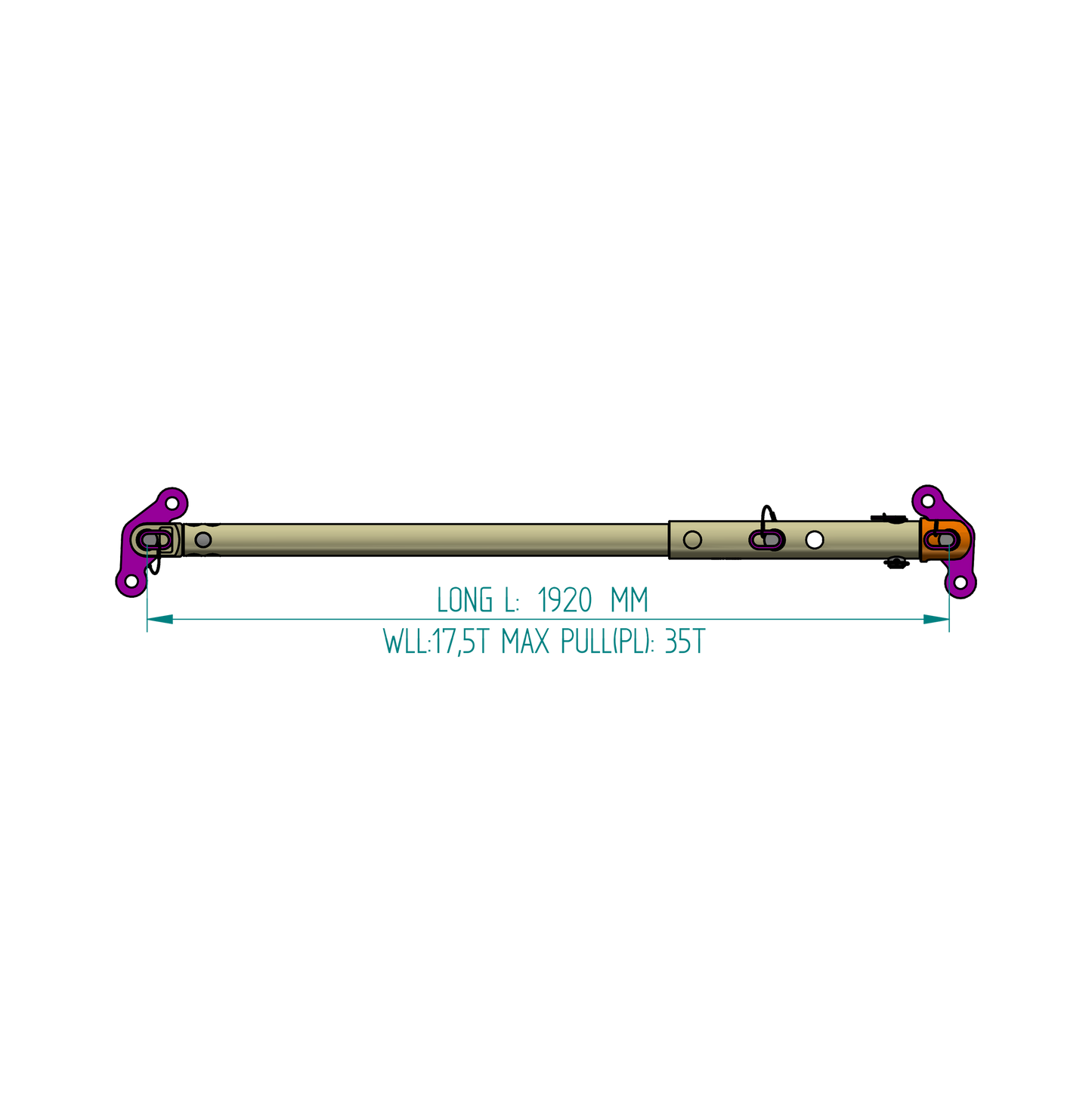 Spreader Bar L: 1920mm WLL 17,5t / Max Pull (PL): 35t