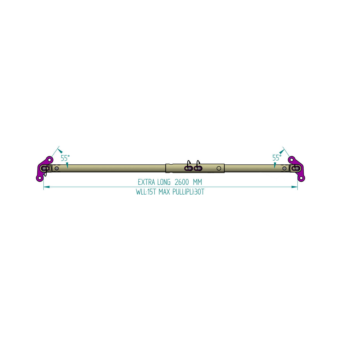 Spreader Bar L: 2600mm WLL 15t / Max Pull (PL): 30t