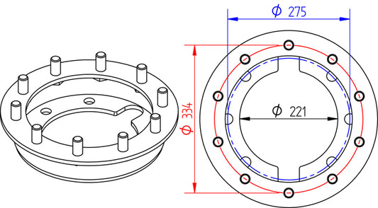 WHE002 - Adaptor for dual mounted wheels 17.5”/19.5” with 8 holes